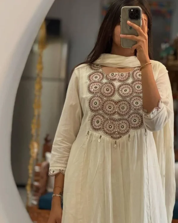 Off White Color Salwar Suit​ With Dupatta Front