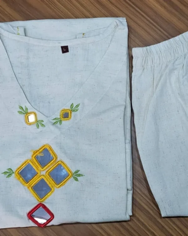Office Wear White Kurti With Pant Set
