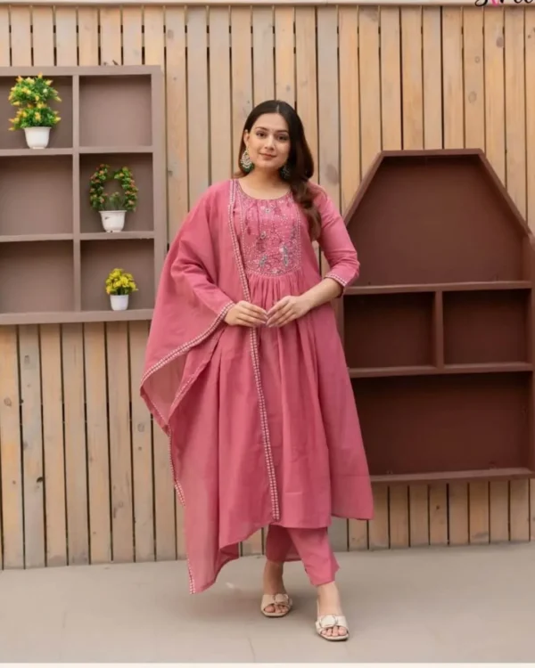 Printed Cotton Anarkali Suit Set