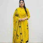 Yellow Printed Cotton Suit Set