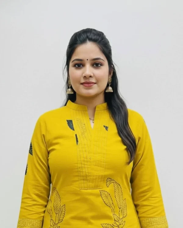 Yellow Printed Cotton Suit Set