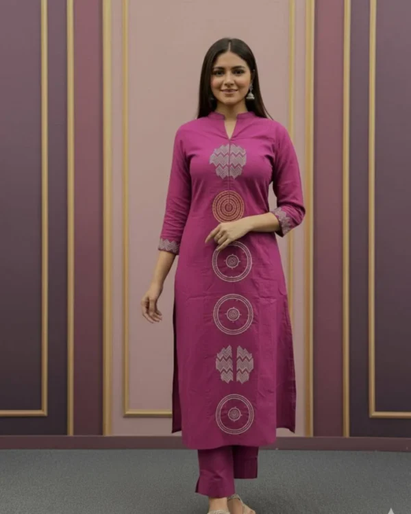 Floral Printed Pink Cotton Suit Set​