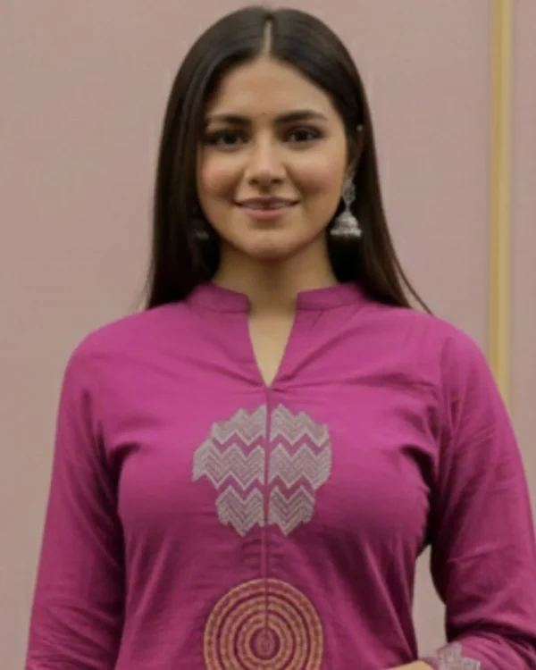 Floral Printed Pink Cotton Suit Set​