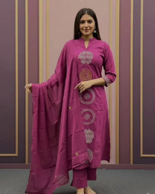 Floral Printed Pink Cotton Suit Set​