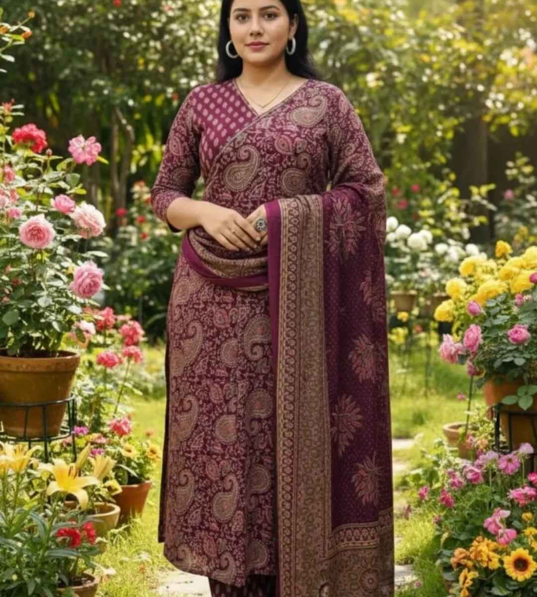 Printed Cotton Suit Set With Dupatta