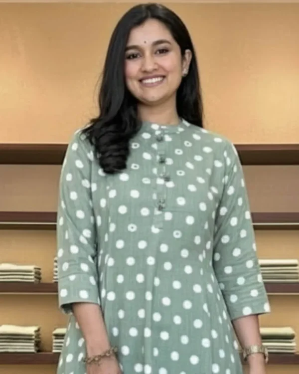 Green Printed Cotton Suit Set With Dupatta