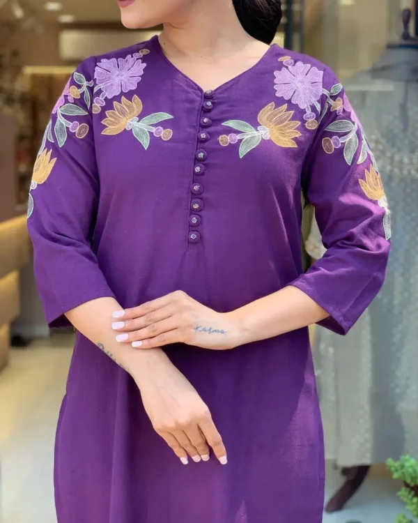 Printed Cotton Floral Kurti Pant Dupatta Set 1