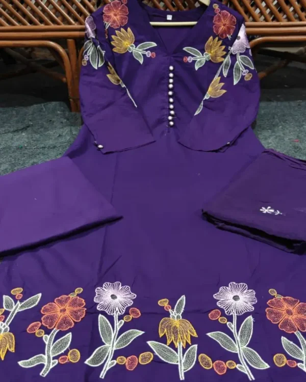 Printed Cotton Floral Kurti Pant Dupatta Set 2