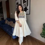 White Flared Kurti Pant Set