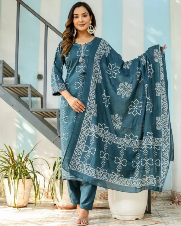 Printed Cotton Suit Set With Dupatta​