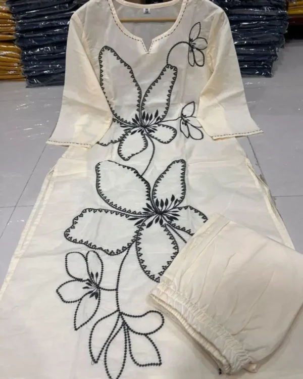 White Color Cotton Office Wear Kurti Set 1