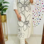 White Color Cotton Office Wear Kurti Set