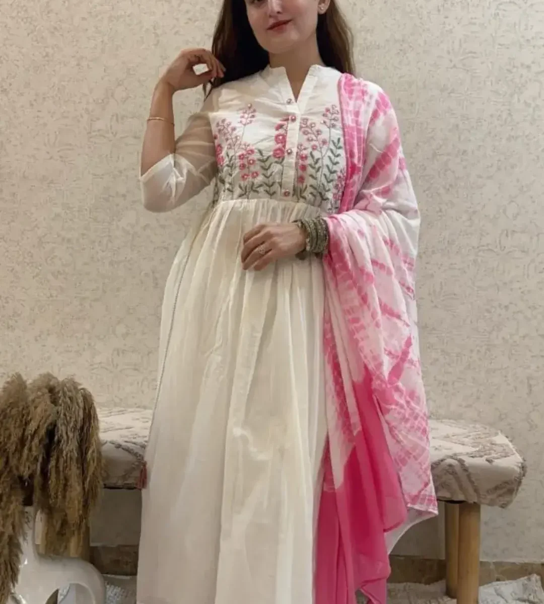 White Suit With Dupatta Set ​