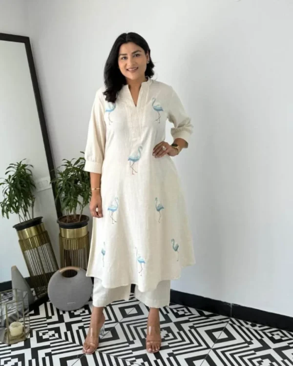 White Flamingo Cotton Kurti Pant for Office Wear