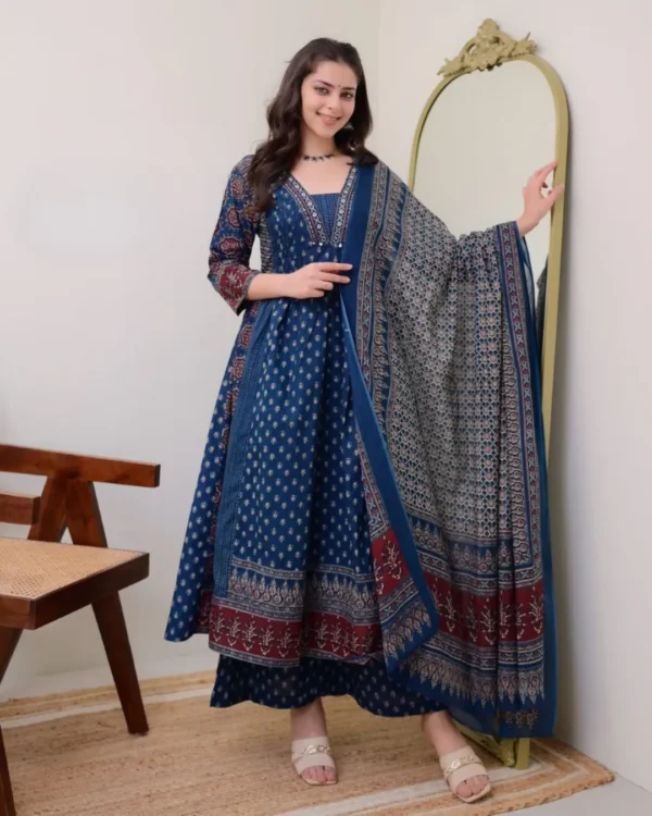 Blue Mulmul Cotton Suit Set