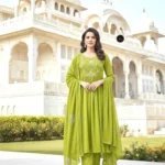 Floral Anarkali Cotton Suit Set with Dupatta