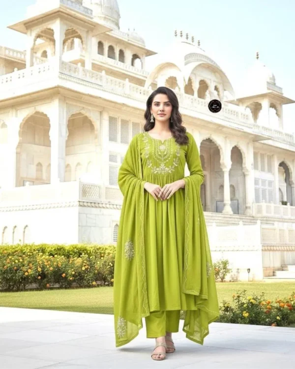 Floral Anarkali Cotton Suit Set with Dupatta