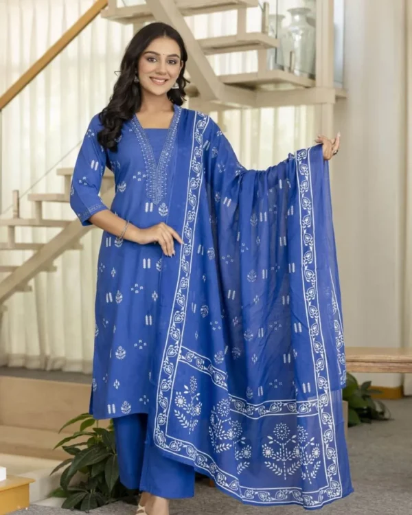 Handwork Yoke Cotton Suit Set with Dupatta