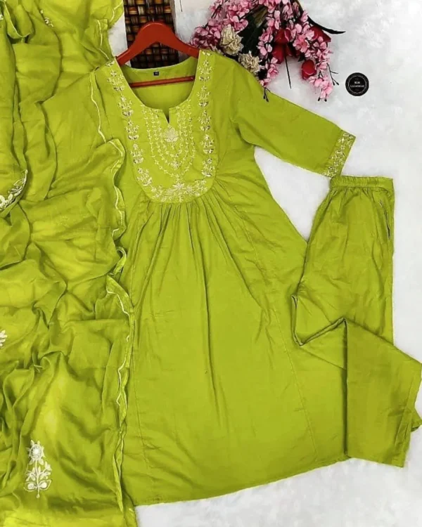 Floral Anarkali Cotton Suit Set with Dupatta