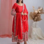 Full Sleeve Red Anarkali Suit Set