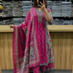 Floral Printed Cotton Anarkali Suit with Dupatta