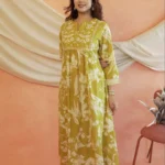 Mirror Cotton Anarkali Suit with Dupatta