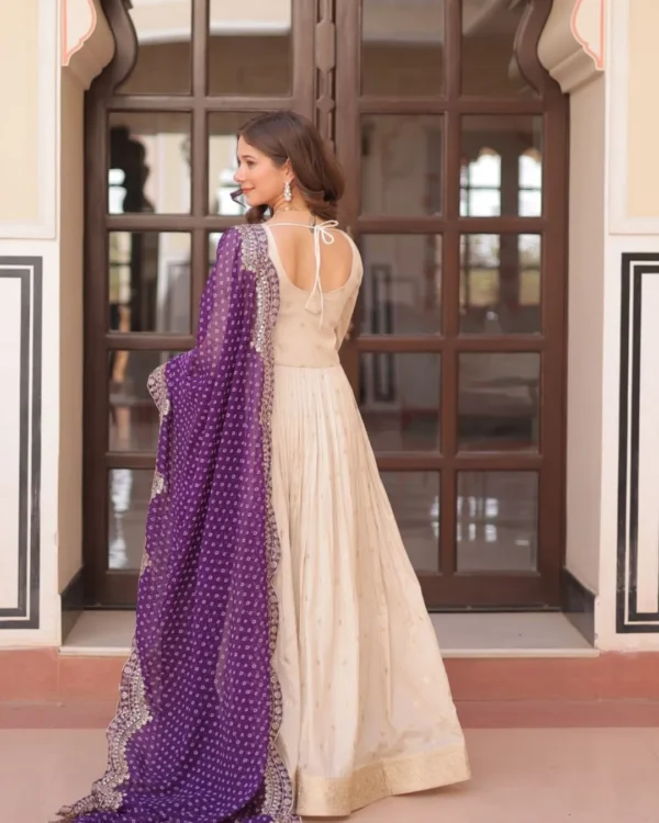 Anarkali Gown With Bandhani Dupatta