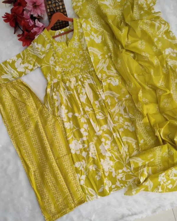 Mirror Cotton Anarkali Suit with Dupatta