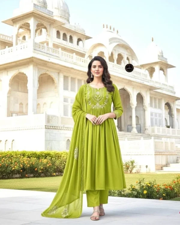 Floral Anarkali Cotton Suit Set with Dupatta