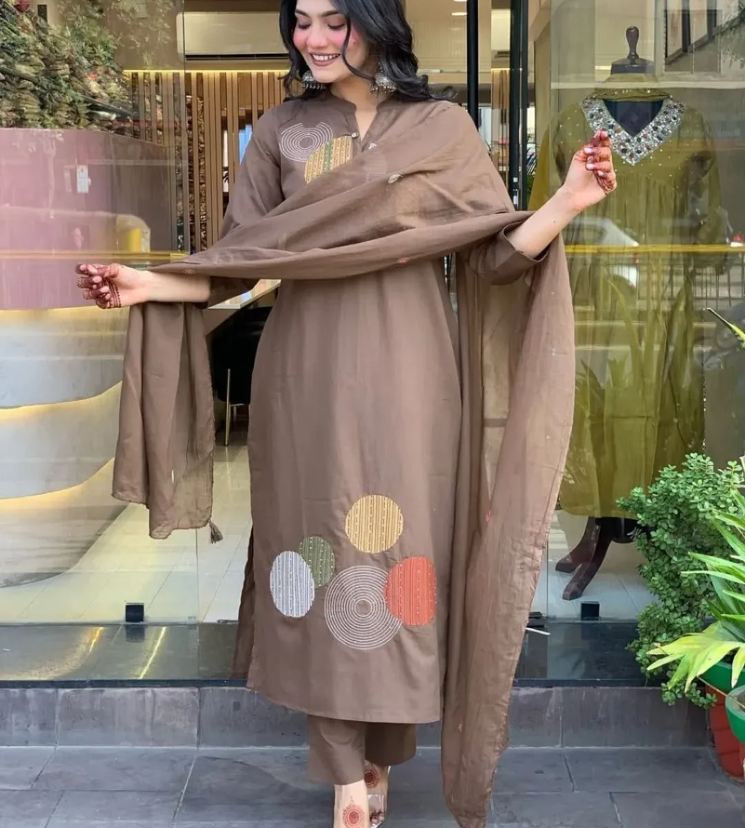 Elegant Mal Cotton Kurti Pant Dupatta Set