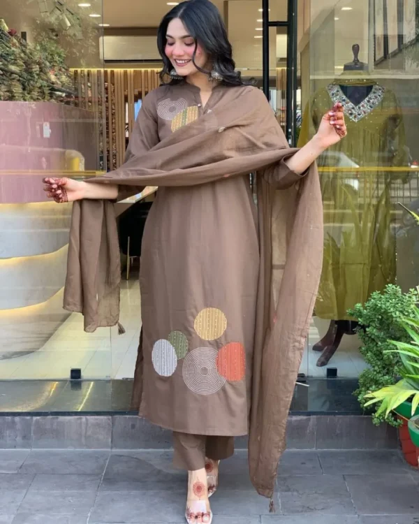Elegant Mal Cotton Kurti Pant Dupatta Set