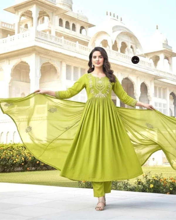 Floral Anarkali Cotton Suit Set with Dupatta