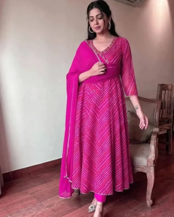 Summer Floral Anarkali Cotton Suit Set