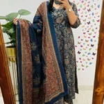 Floral Printed Cotton Anarkali Suit with Dupatta