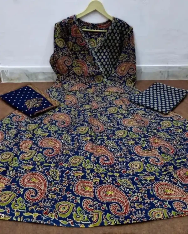 Floral Printed Cotton Anarkali Suit with Dupatta