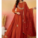 Orange Colour Anarkali Suit Set With Dupatta
