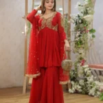 Red Colour Sharara Suit Set