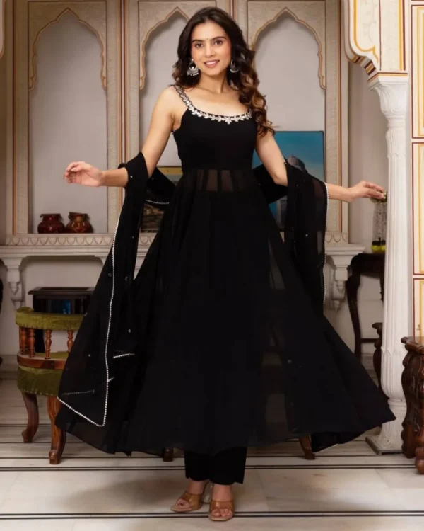 Black Palazzo Suit Set With Dupatta