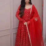 Red Anarkali Gown Party Wear Set