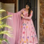 Pink Floral Embroidered Georgette Sharara Suit