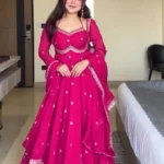 Fuchsia Anarkali Suit Set with Sequin Work