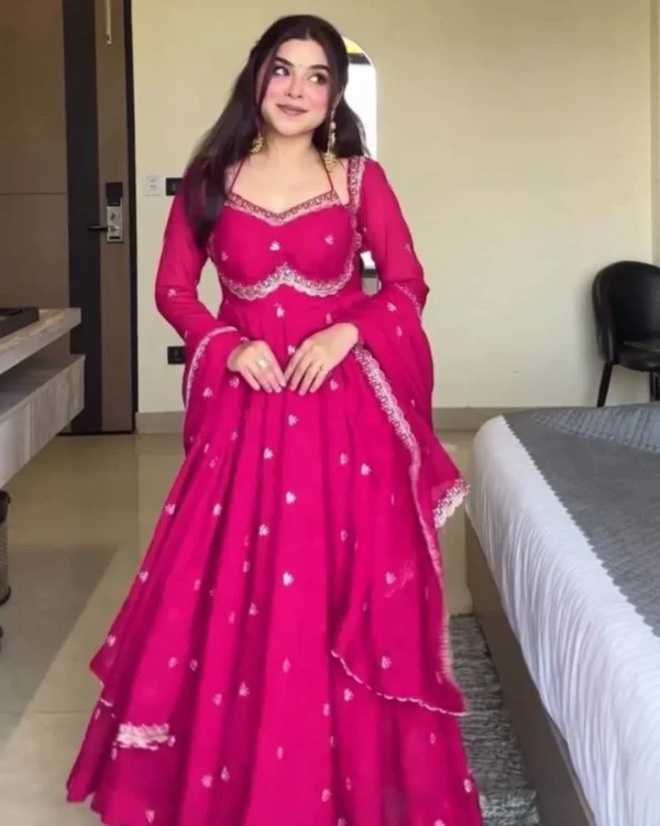 Fuchsia Anarkali Suit Set with Sequin Work