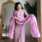 Light Purple Palazzo Suit Set With Dupatta