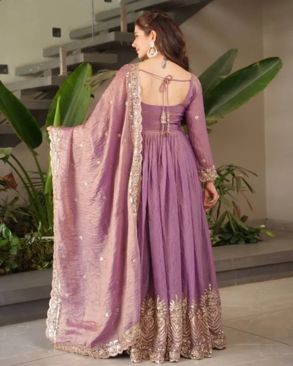 Lavender Silk Anarkali Gown with Dupatta