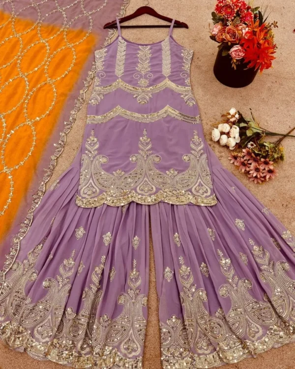 Sleeveless Sharara Suit Set Party Wear