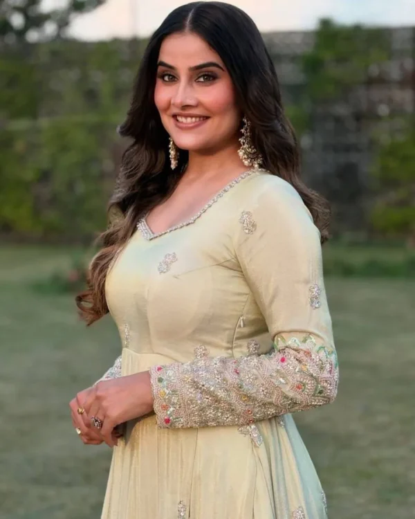 White Embroidered Anarkali Suit Set