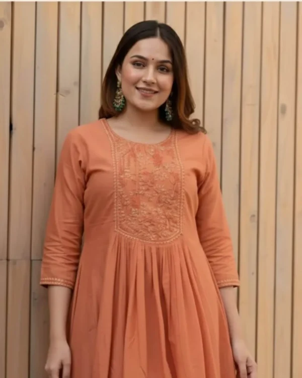 Brown Anarkali Dress Pant With Dupatta Set