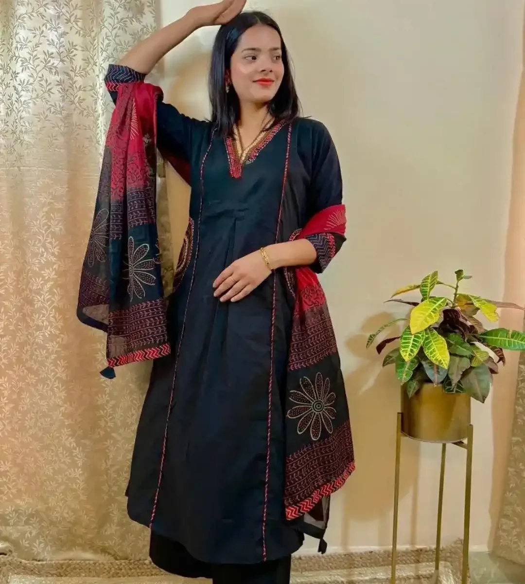 Black cotton suit set