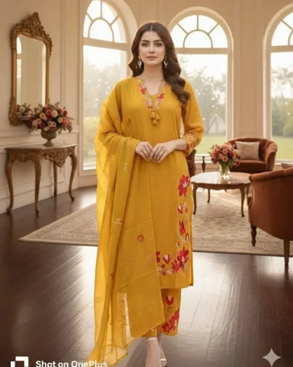 Yellow Floral Print Suit Set