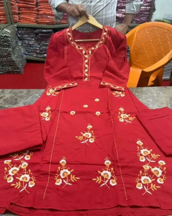 A-Line Cotton Floral Print Suit Set